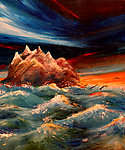 油画 海浪