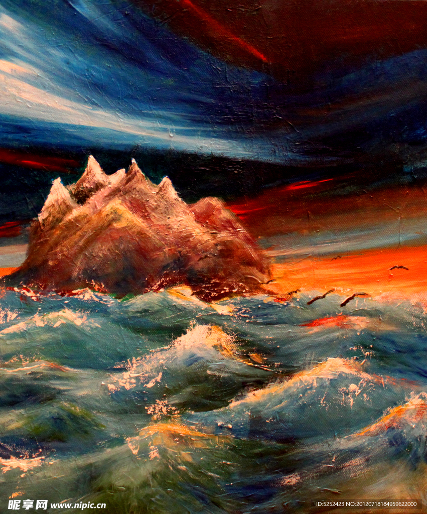 油画 海浪