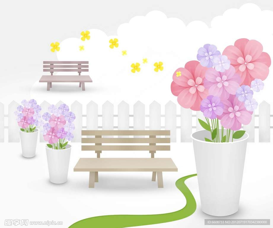 鲜花休闲椅背景
