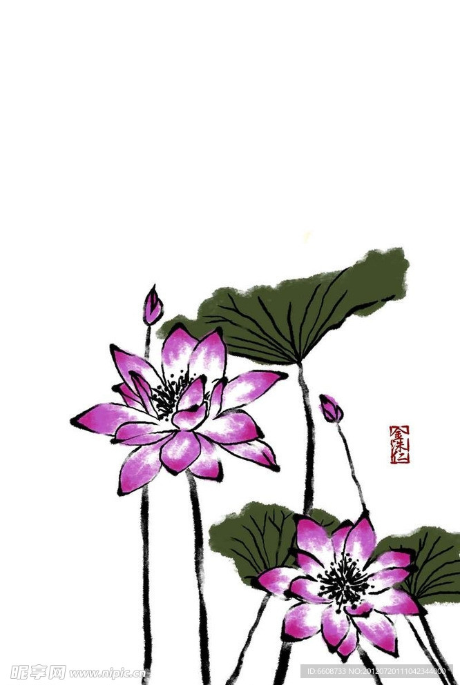 荷花水墨画