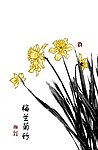 鲜花水墨盛开