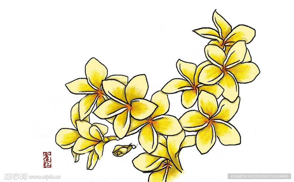 水墨鲜花素材