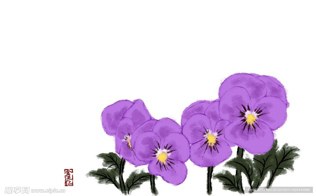 鲜花花朵水墨画