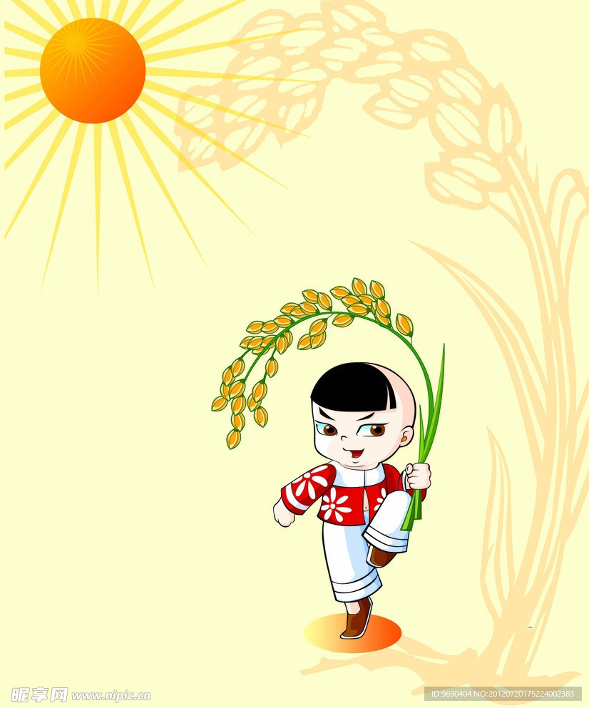 小孩子和稻穗