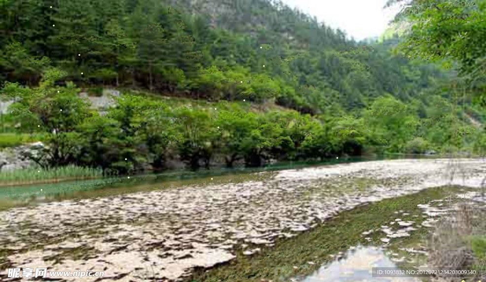 flash 韩国逼真风景动态下雨山间