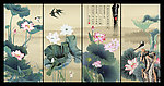 荷花国画