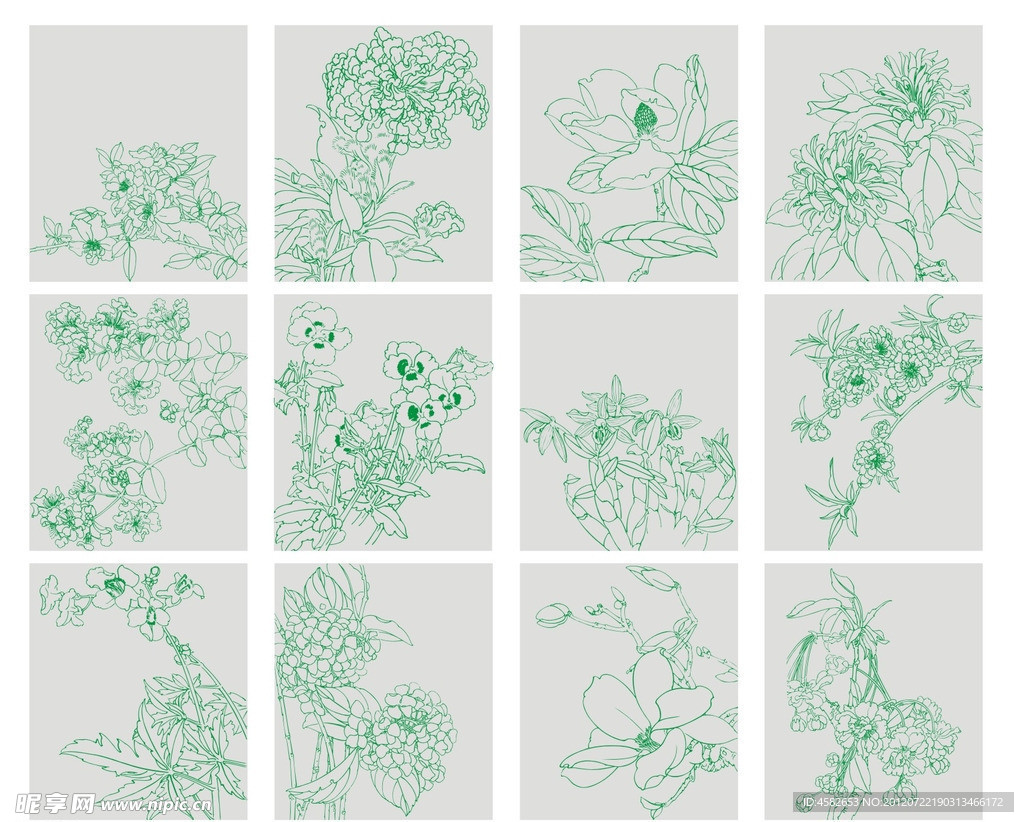 传统花纹 线稿 底纹 花草