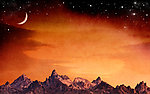明月夜 月亮 高山