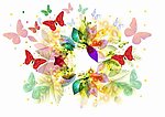 梦幻花纹花朵 蝴蝶