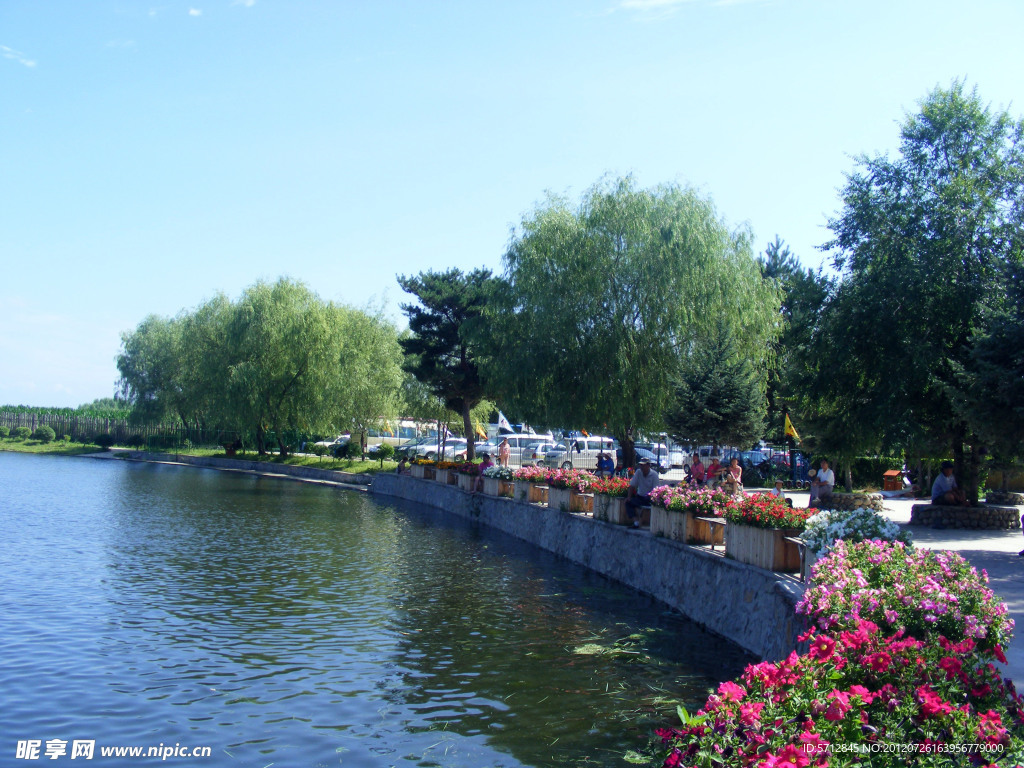 鲜花湖景