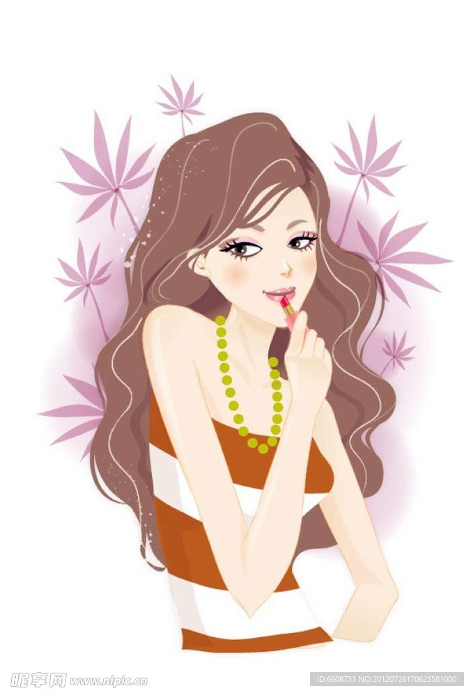 美女涂口红