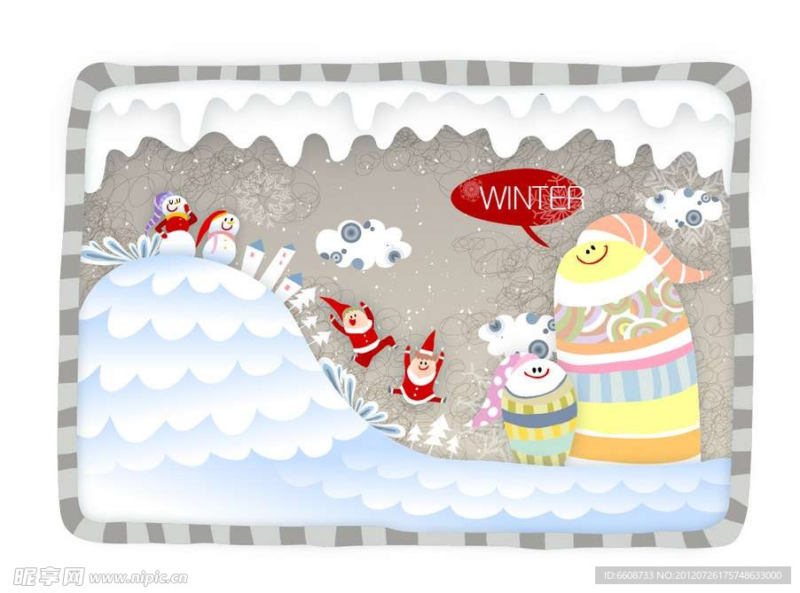 冬季雪人卡通背景