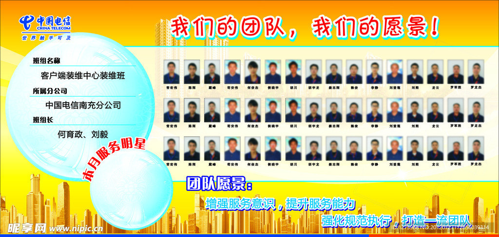 电信装维班部门宣传展板