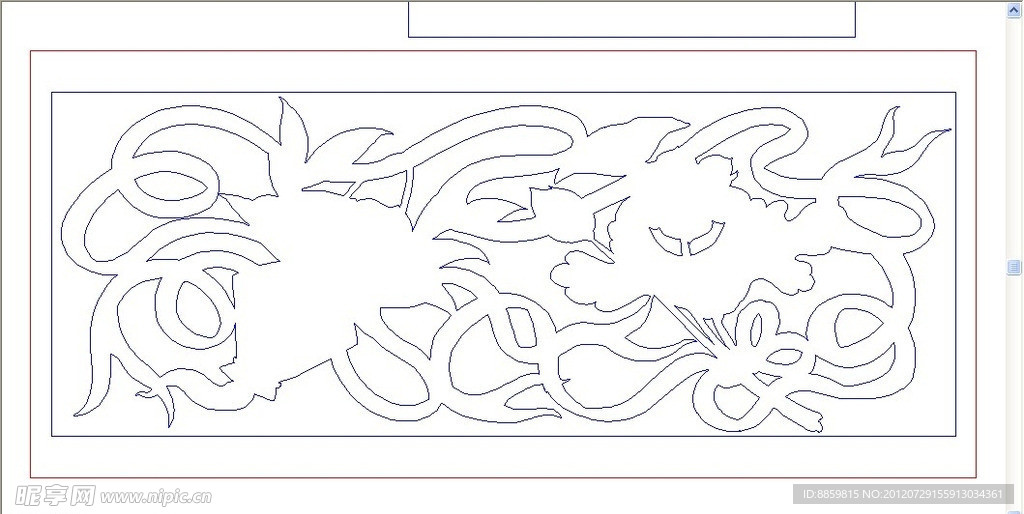 八宝 彩带寿桃荷 线雕图 jdp