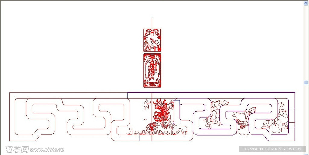 靠背双狮八戒图 线雕图 jdp