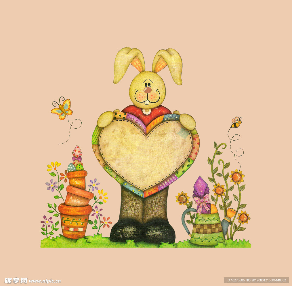 卡通爱心兔子