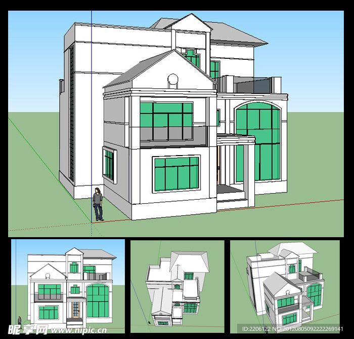 SketchUp 8制作的别墅效果图