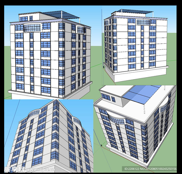 SketchUp楼房室外设计3D立体效果图