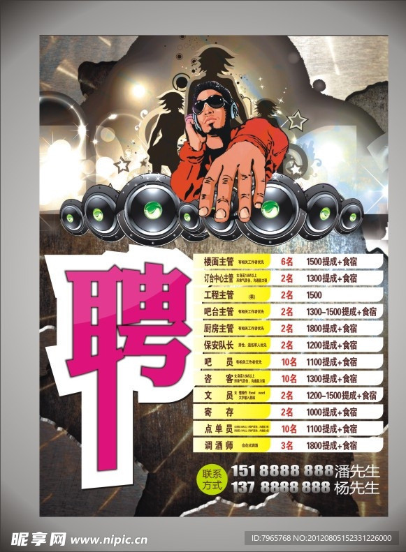 酒吧 招聘（底图为位图）