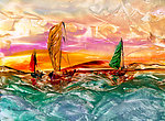 油画 帆船