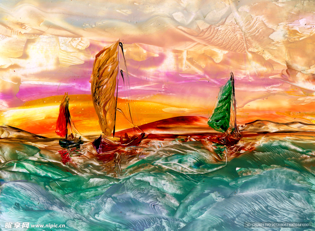 油画 帆船