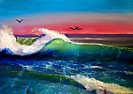 油画 海浪