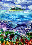 油画 海洋小岛