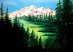 油画 雪山