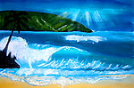 油画 蓝色海浪
