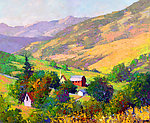 油画 山村小景