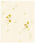 幸福回忆 黄花 白底 线条花纹
