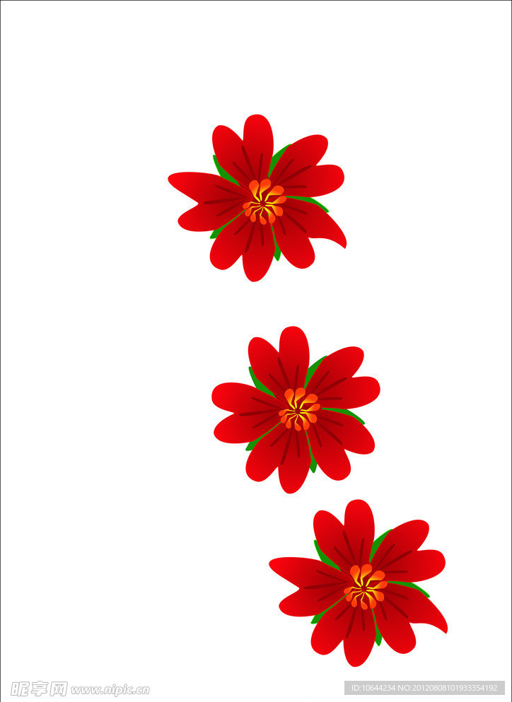 红花 手绘 矢量