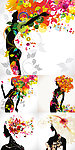 2012潮流欧美花纹美女剪影矢量