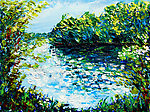油画 湖岸