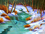 油画 冬季河流