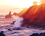 油画 海岸日落