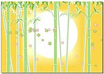 翠竹丛生 竹子 花 落花 太阳 卡通