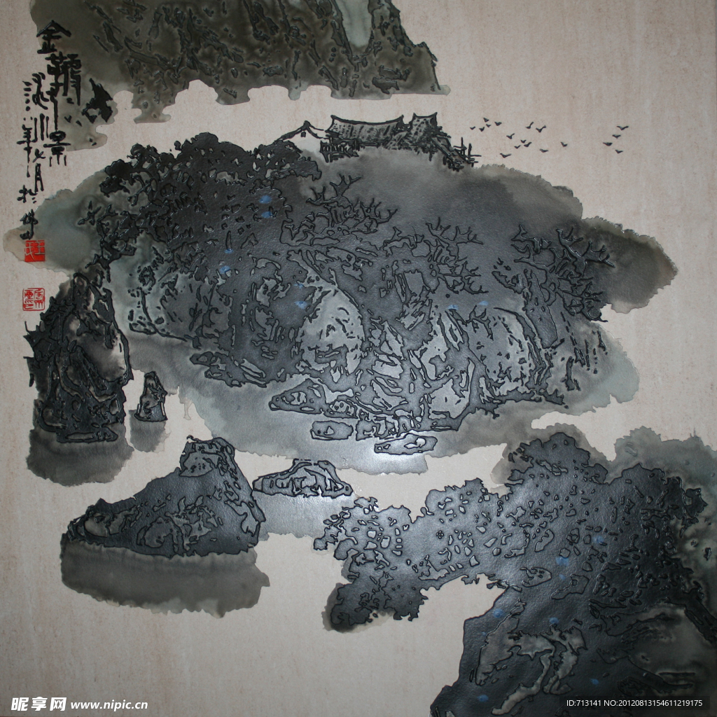 山水画瓷砖