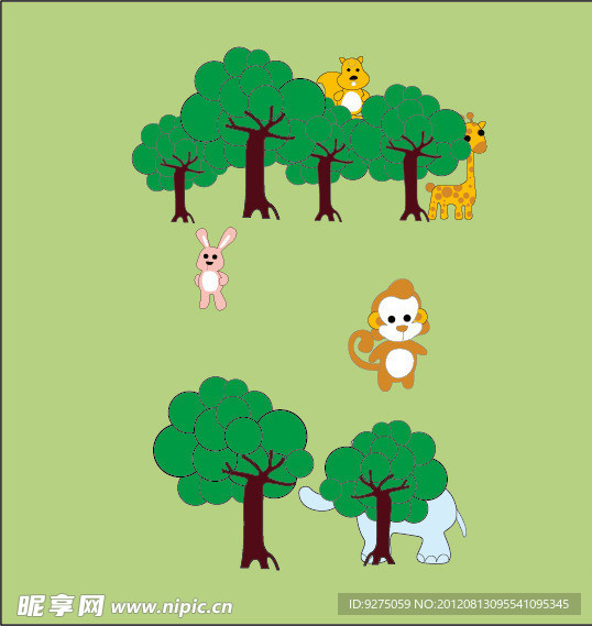 卡通树木 卡通动物