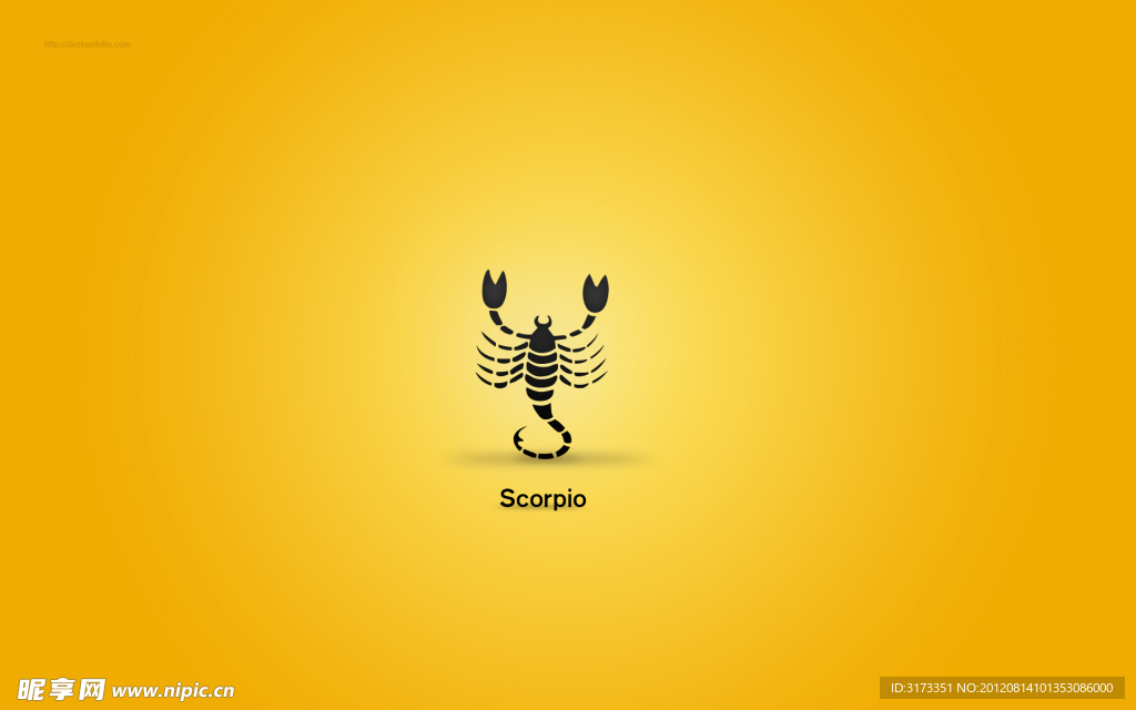 12星座黄色背景壁纸素材 Scorpio