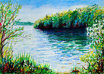 油画 湖景