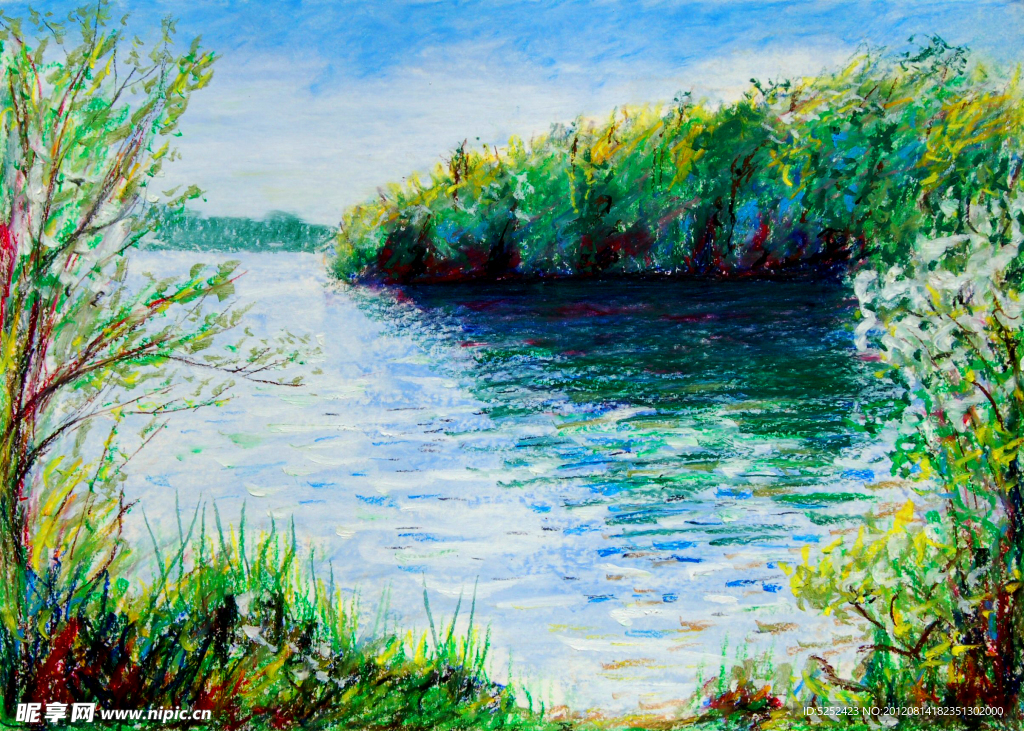 油画 湖景