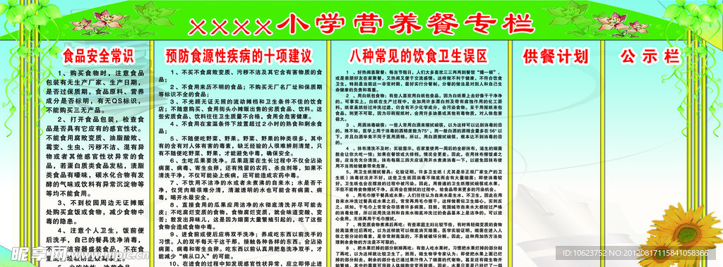 营养餐公示栏