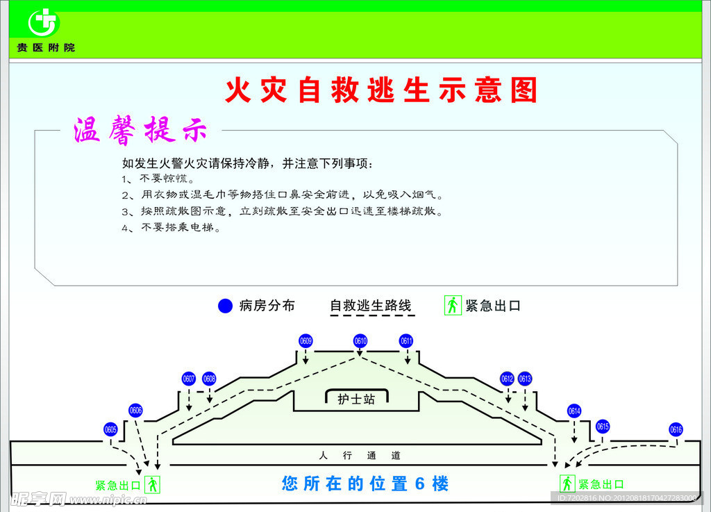 火灾自救逃生示意图