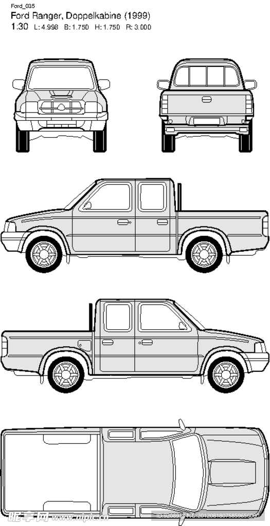 福特皮卡 线框图
