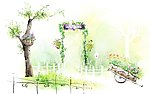 韩国唯美淡彩风景插画