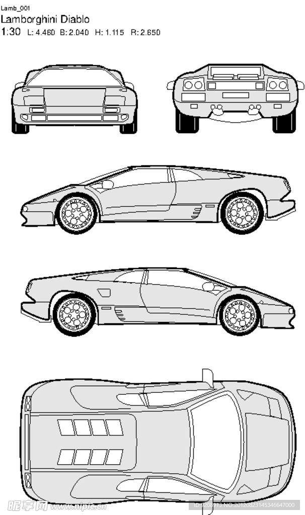 兰博基尼线框图