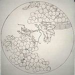 工笔葡萄白描