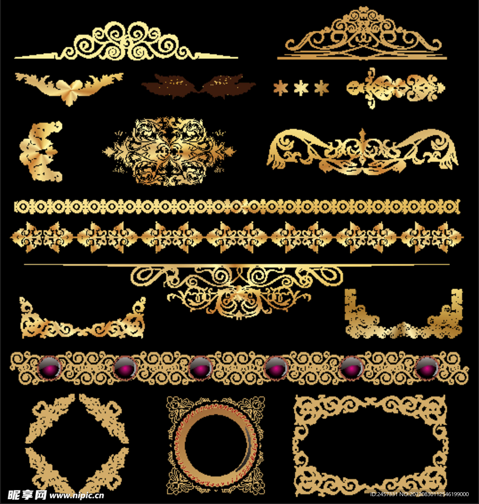 金色欧式花纹 边框