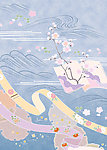日本风景花卉组合设计图案